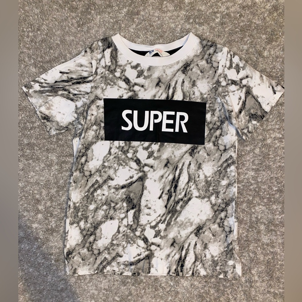 Boys H&M Marble "Super" Tee- 8-10Y